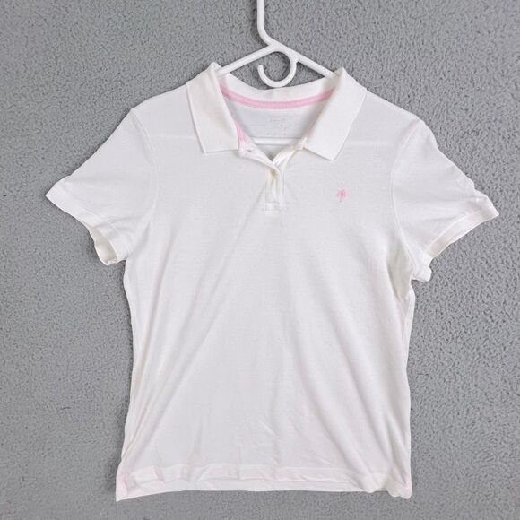 LILLY PULITZER WOMENS POLO GOLF SHIRT WHITE SIZE L - Picture 1 of 9